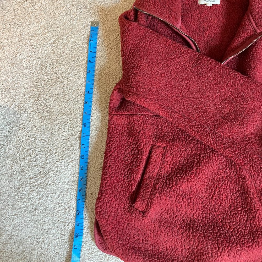 Madewell XXS Red Half-Zip Polartech Sherpa Fleece, Gently Used, Kangaroo Pocket - Picture 3 of 10